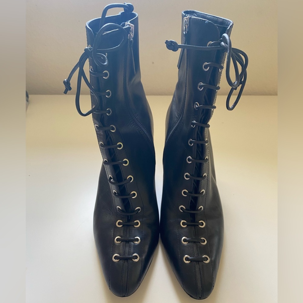 Zara Black Lace Up Leather Boots
